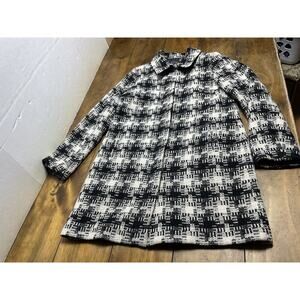 VTG PENDLETON Womens Virgin Wool Black White Tweed Coat Size 10